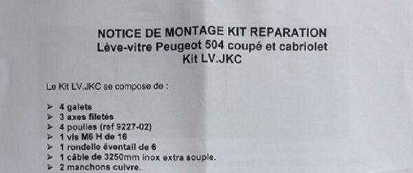 Kit cable et poulies de lève vitre électrique CC – Image 2
